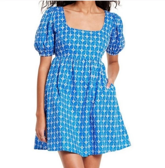 Rhodes Boots | Dresses | Rhode X Target Eyelet Mini Dress Light Blue  Pockets Size Xl | Poshmark